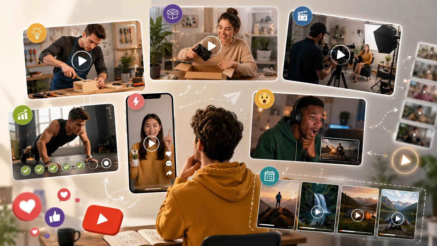 Collage of beginner-friendly YouTube video format ideas